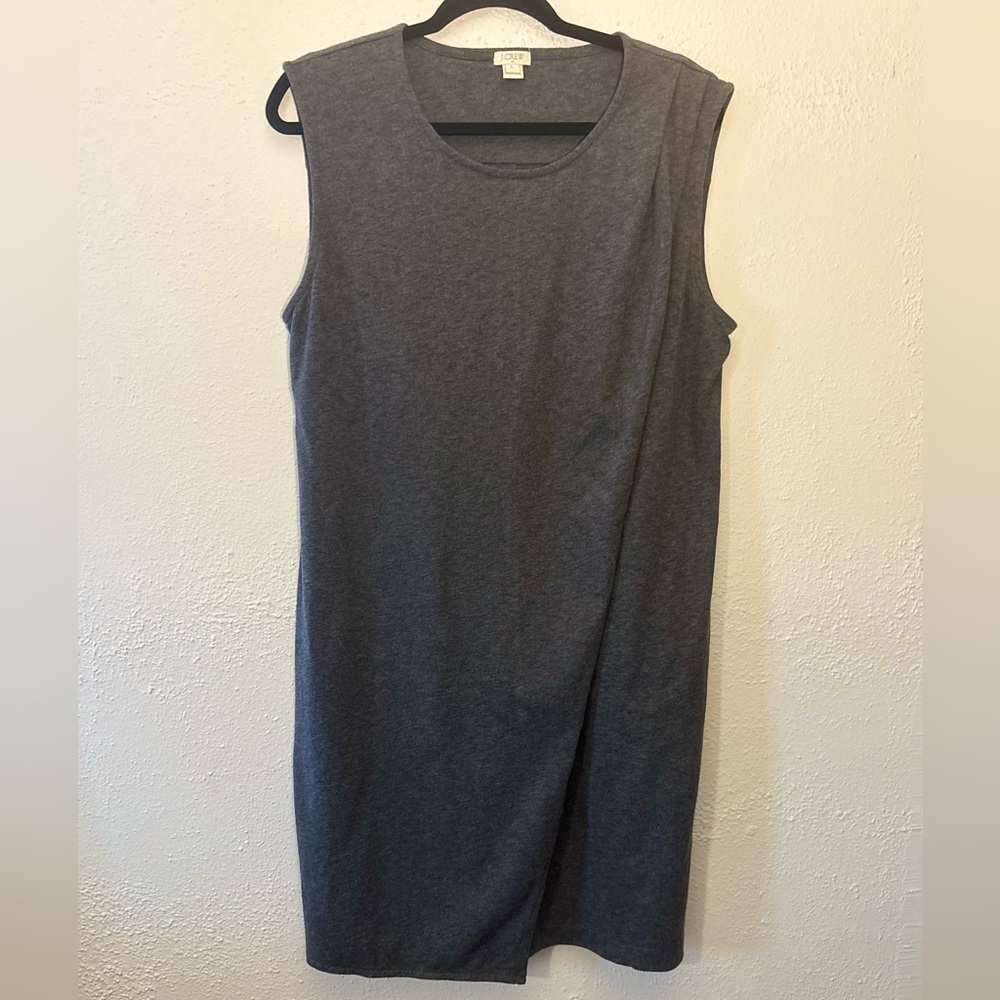 J.Crew Casual Tank Top Midi Shirt Solid Gray Cotton Blend Dress Size Large